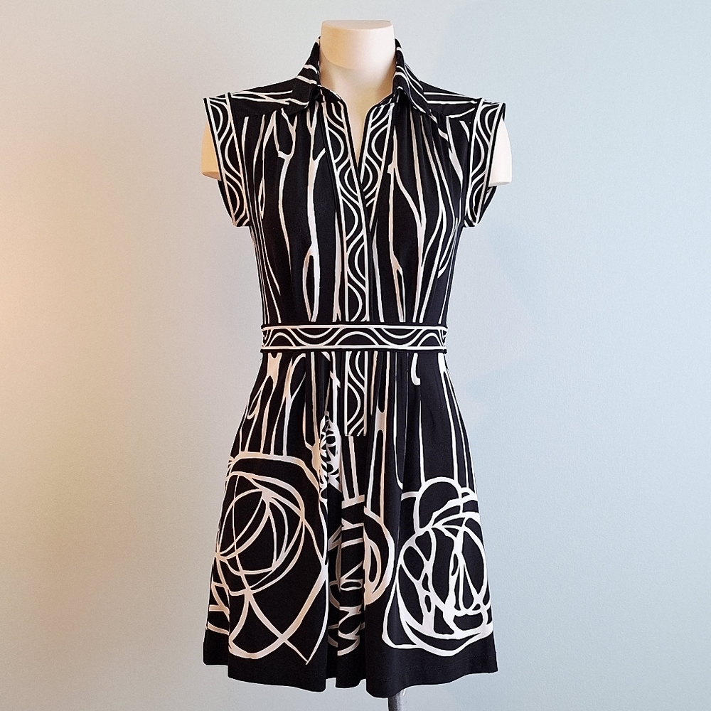 4️⃣/$2️⃣9️⃣ BCBGMaxAzria Black and White Abstract Mini Dress
